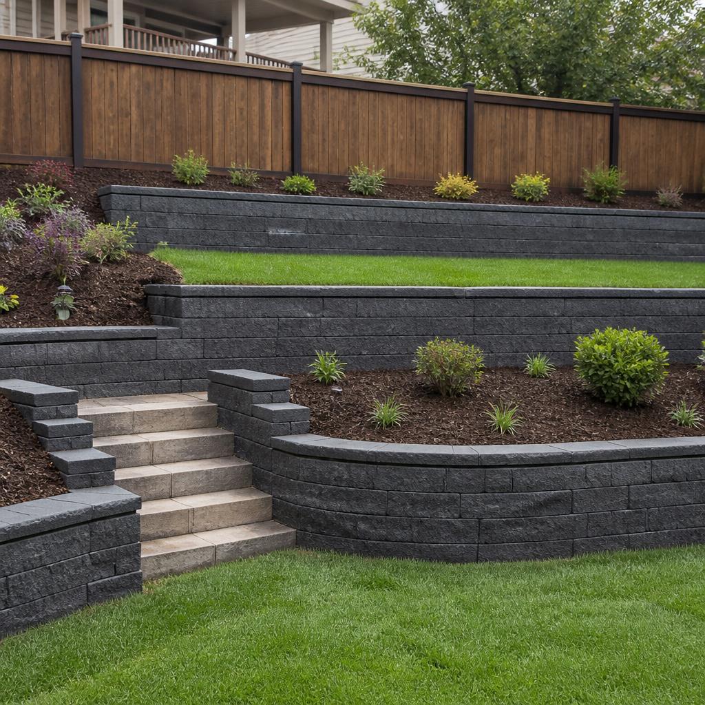 Tiered Retaining Walls — Sherwood Park after landscaping by GreenLand Contracting Edmonton